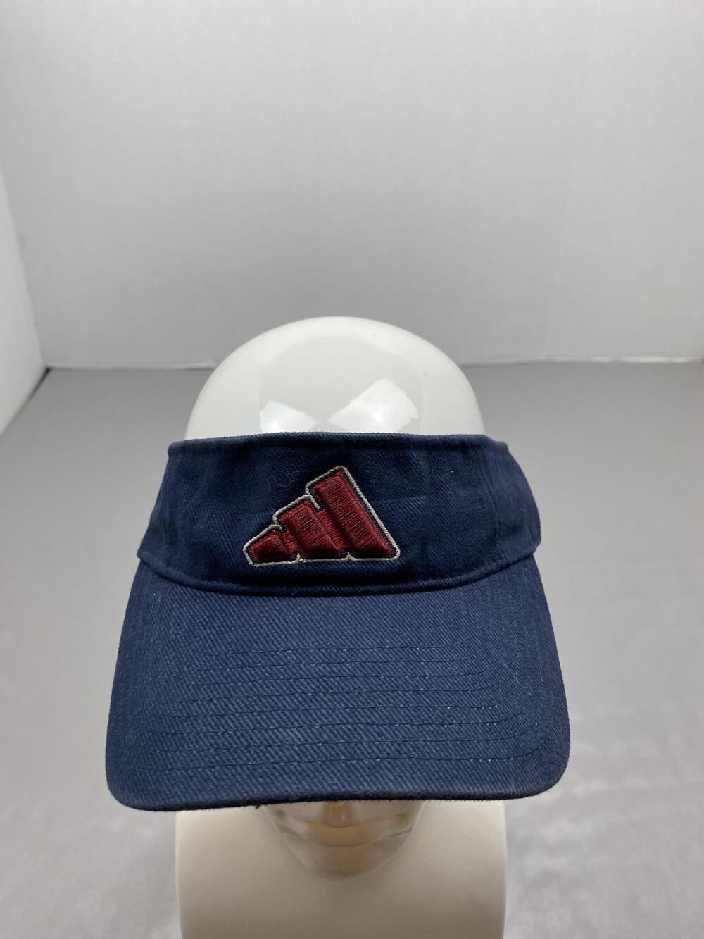 Adidas Hat Visor Strap Back One Size Blue Twill Cotton Visor Adjustable Mens